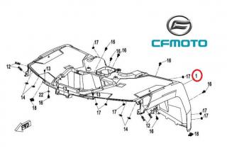 Predný plast CF MOTO Gladiator X850/ X1000, šedý, 9AWA-041021-0H900