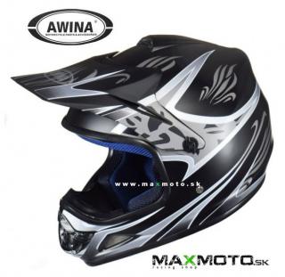 Prilba detská Awina Mini Enduro TN-8696, 47-48cm, čierno-sivá