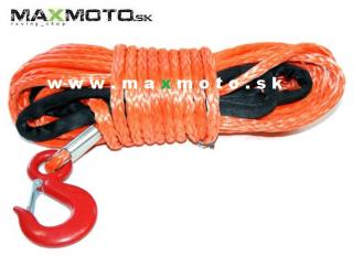 Syntetické lano k navijakom ATV/ UTV - 15m, 5mm Farba: Oranžová s hákom