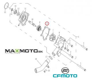 Tesnenie vodnej pumpy CF MOTO Gladiator RX510/ X5/ X6/ Z6/ UTV530/ 630, 0180-081006