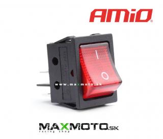Univerzálny vypínač AMIO ON/ OFF s červeným podsvietením 12/230V Prevedenie: hranatý
