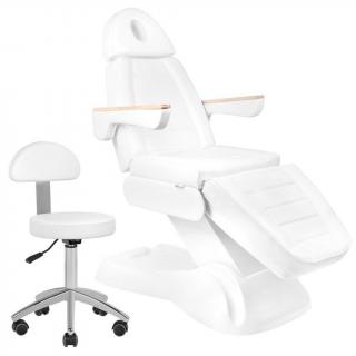 Elektrické kozmetické kreslo BeautyOne 273B LUX3 + Kozmetická stolička s operadlom BeautyOne  200*62 cm / 80 kg / biela