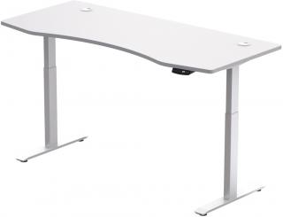 Elektricky výškovo nastaviteľný stôl Hi5 - 2 segmentový, pamäťový ovládač - biela konštrukcia, biela doska  Šírka 150 cm