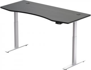 Elektricky výškovo nastaviteľný stôl Hi5 - 2 segmentový, pamäťový ovládač - biela konštrukcia, čierna doska  Šírka 150 cm