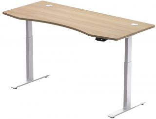 Elektricky výškovo nastaviteľný stôl Hi5 - 2 segmentový, pamäťový ovládač - biela konštrukcia, dub doska  Šírka 150 cm