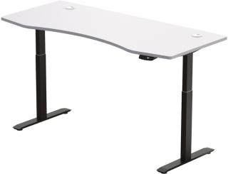 Elektricky výškovo nastaviteľný stôl Hi5 - 2 segmentový, pamäťový ovládač - čierna konštrukcia, biela doska  Šírka 150 cm