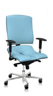 Ergonomická kancelárska stolička Asana Steel Standard  11 farieb Farba čalúnenia: Eko koža Svetlo Modrá 574, Opierky rúk: bez opierok