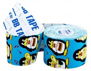 Kineziologické tejpy BB Tape pre citlivú pokožku - detský motív - tučniak Farba: modrá