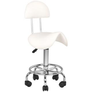 Sedlová kozmetická stolička s operadlom BeautyOne Farba: biela