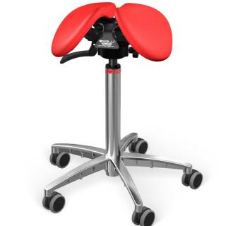 Sedlová stolička Salli SwingFit  24 farieb Farba čalúnenia: Koža - červená #05011, Konštrukcia: chrómová + štandard základňa, Výška postavy: Nízka (S)…