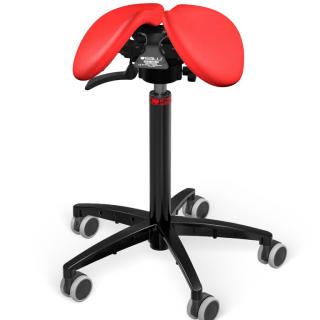 Sedlová stolička Salli SwingFit  24 farieb Farba čalúnenia: Koža - červená #05011, Konštrukcia: čierna + štandard základňa, Výška postavy: Stredná (M)…