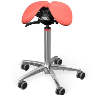 Sedlová stolička Salli SwingFit  24 farieb Farba čalúnenia: Koža - koralová #05145, Konštrukcia: chrómová + štandard základňa, Výška postavy: Nízka…