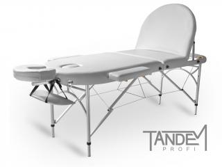 Skladací masážny stôl TANDEM Profi A3D Oval  195*70 cm / 14,6 kg / 2 farby Farba: biela