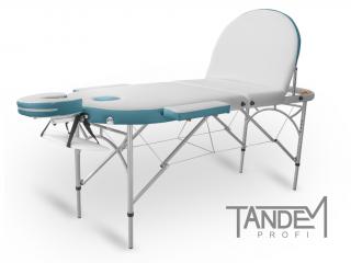 Skladací masážny stôl TANDEM Profi A3D Oval Duo  195*70 cm / 14,6 kg / 2 farby Farba: bielo-tyrkysová