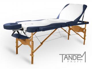 Skladací masážny stôl TANDEM Profi W3D DUO  195*70 cm / 16,6 kg / 2 farby Farba: bielo-modrá