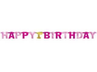 Banner Happy 1st Birthday pink 2,13m