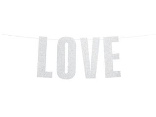 Banner LOVE Silver glitt 21x55cm