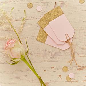 Dekorácia menovky Pink/Gold Glitter 10ks v balení