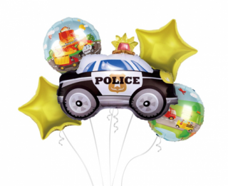 Fóliová balónová kytica Polícia 5ks v balení