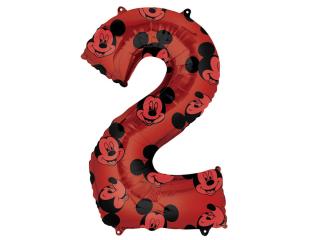 Fóliový balón červený číslo ,,2,, Mickey Mouse 66cm