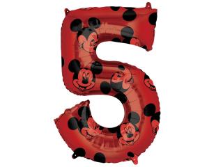 Fóliový balón červený číslo ,,5,, Mickey Mouse 66cm