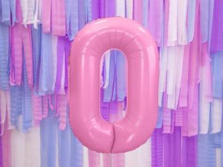 Fóliový balón číslo ,,0,, Baby Pink matny 86cm