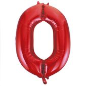 Fóliový balón číslo ,,0,, červený 86cm