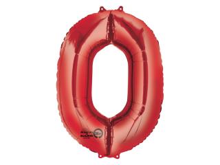 Fóliový balón číslo ,,0,, červený 88cm