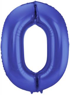Fóliový balón číslo ,,0,, Modrý matný lesk 86 cm