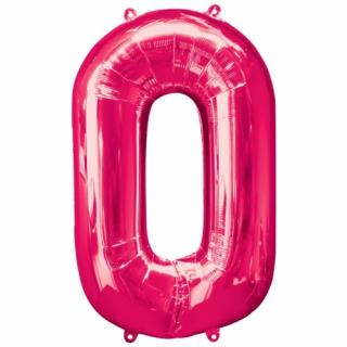 Fóliový balón čislo ,,0,, Ružový hot pink 86cm