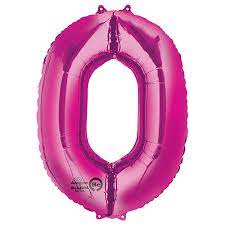 Fóliový balón číslo ,,0,, Ružový lesklý 88cm