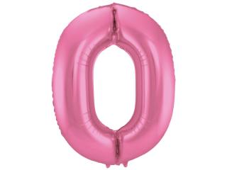 Fóliový balón číslo ,,0,, Ružový matný lesk 86cm