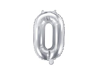 Fóliový balón číslo ,,0,, Strieborný 35cm