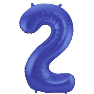Fóliový balón číslo ,,2,, Modry matný lesk 86cm