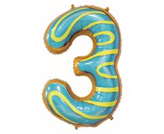 Fóliový balón číslo ,,3,, Cookie 78cm