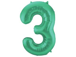 Fóliový balon číslo ,,3,, Zelený matný lesk 86 cm