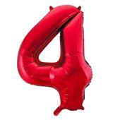Fóliový balón číslo ,,4,, Červený 86cm