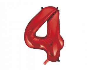 Fóliový balón číslo ,,4,, červený 91cm