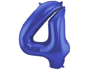 Fóliový balón číslo ,,4,, Modrý matný lesk 86cm