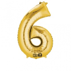 Fóliový balón číslo ,,6,, Gold 20x35cm
