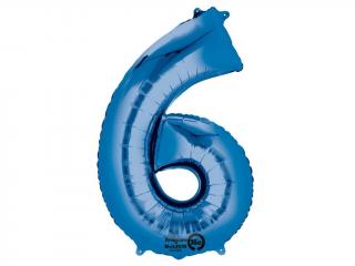 Fóliový balón číslo ,,6,, Modrý 35cm