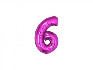 Fóliový balón číslo ,,6,, Ružový 35cm