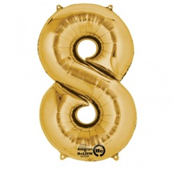 Fóliový balón číslo ,,8,, Gold 20x35cm