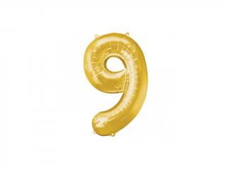 Fóliový balón číslo ,,9,, Gold 88cm