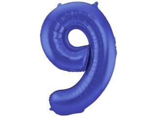 Fóliový balón číslo ,,9,, Modrý matný lesk 86 cm