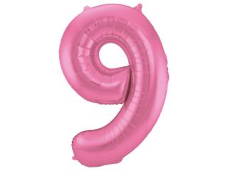 Fóliový balón číslo ,,9,, Ružový matný lesk 86cm