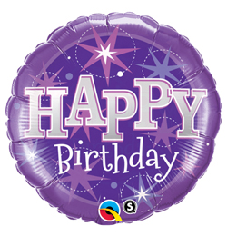 Fóliový balón Happy Birthday fialový 46cm