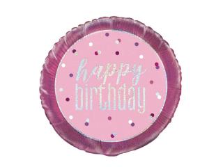 Fóliový balón Happy Birthday pink 45,7cm