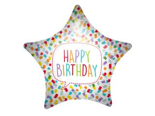 Fóliový balón  Happy Birthday Star 46cm