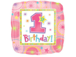 Fóliový balón s číslom 1st Birthday pink 43cm